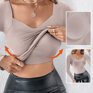 ChicMe ContourX V Neck Shapewear Seamless Tank High Strechy Long Sleeve Slim Fit Tops
